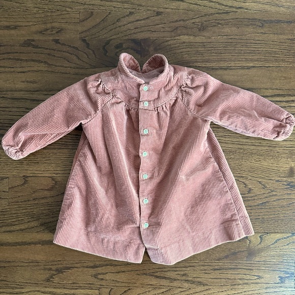 Bonpoint Long-sleeve Corduroy Dress in Peachy Pink, Size 12M - Picture 3 of 6
